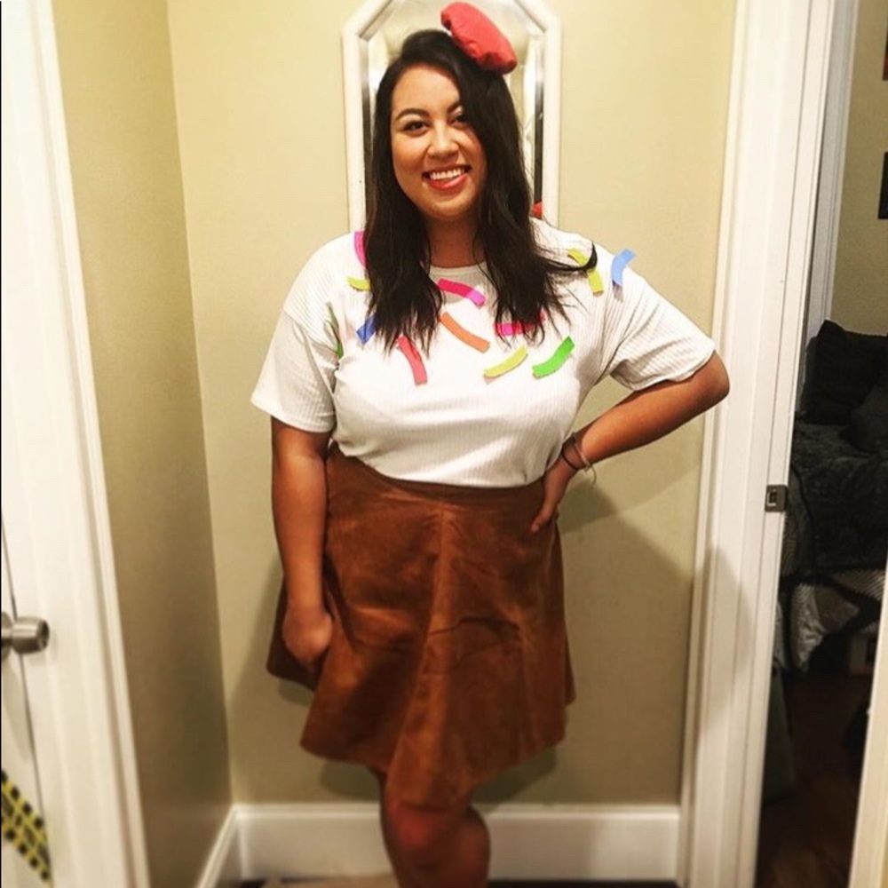 New Look Faux-Suede Tan Circle Skirt